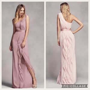 Long One-Shoulder Bridesmaid Dress with Ruffles